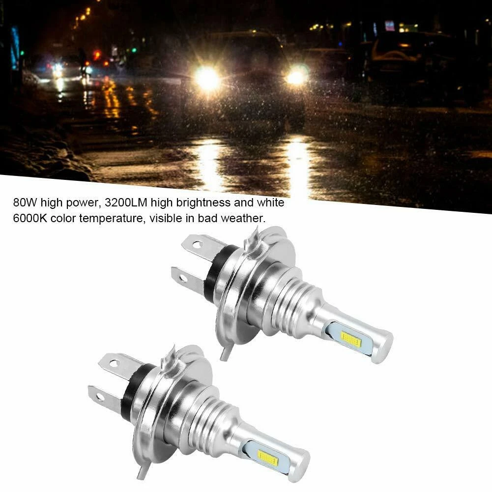 2X H4 9003 Hb2 6000K سوبر وايت Csp Led مصباح أضاءه أمامي عدة عالية منخفضة شعاع Canbus