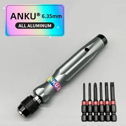 ANKU Precision Screwdriver Bit Set Repair Tool Kit Magnetic 6.35mm Bit All Aluminum Screw Driver Tip Mini for Mobil PC Cellphone