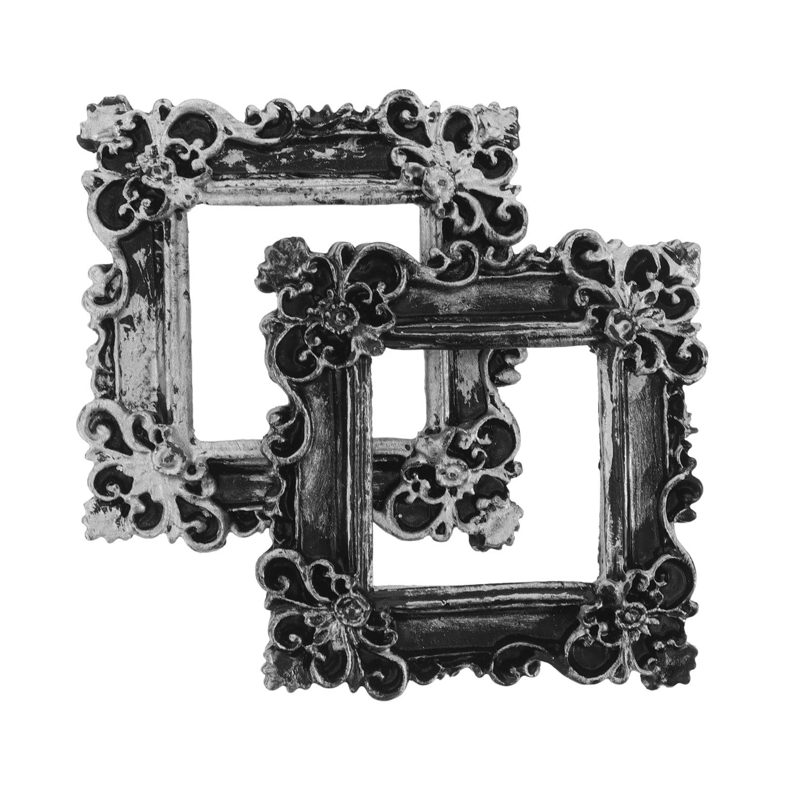 

2pcs Mini Photo Frame Vintage Resin Decorative Miniature Dollhouse Tabletop Picture Frames Bulk Small Retro Accessories