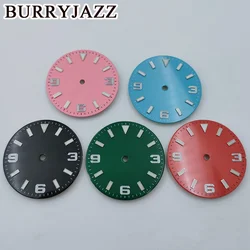 BURRYJAZZ 28.5mmNo Logo NH35 NH36 Watch Dials Pink Blue Black Green Red Dial Green Luminous Fit 3 O'clock 3.8 O'clock Case Crown