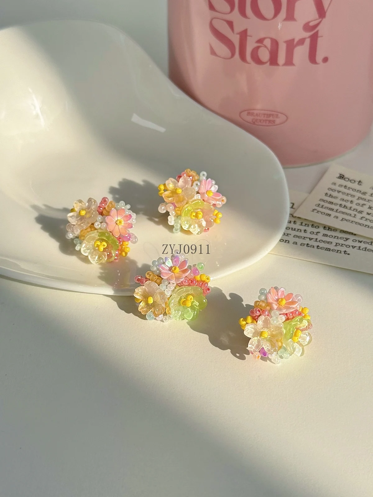 Orecchini a bottone con fiori carini e dolci orecchini primaverili ed estivi super fata piccoli orecchini freschi aghi in argento 925