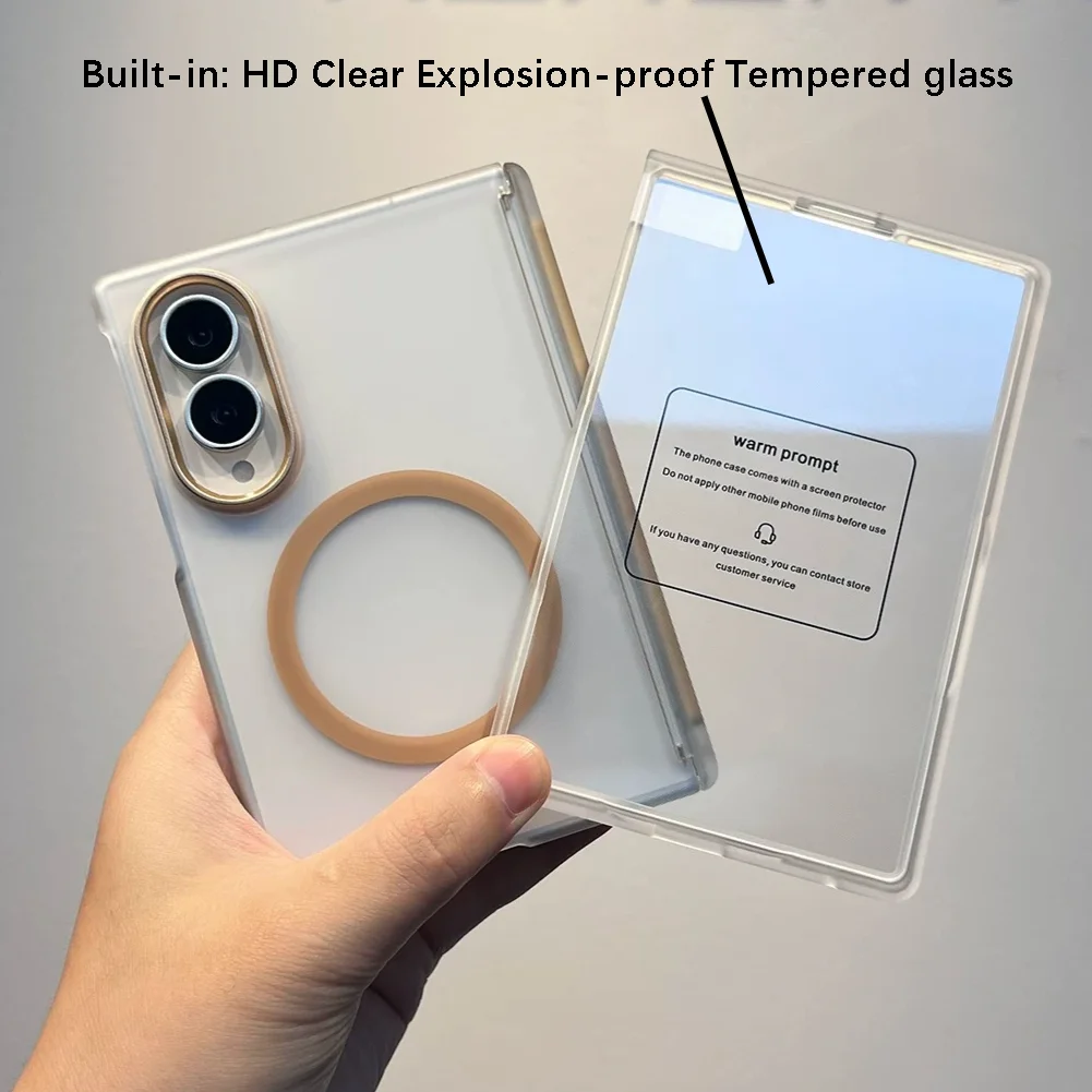 Case For Samsung Galaxy Z Fold 8 Fashion Matte Translucent Magnet Hinge Protect Hard Wireless Charging Magnetic Back Cover Shell