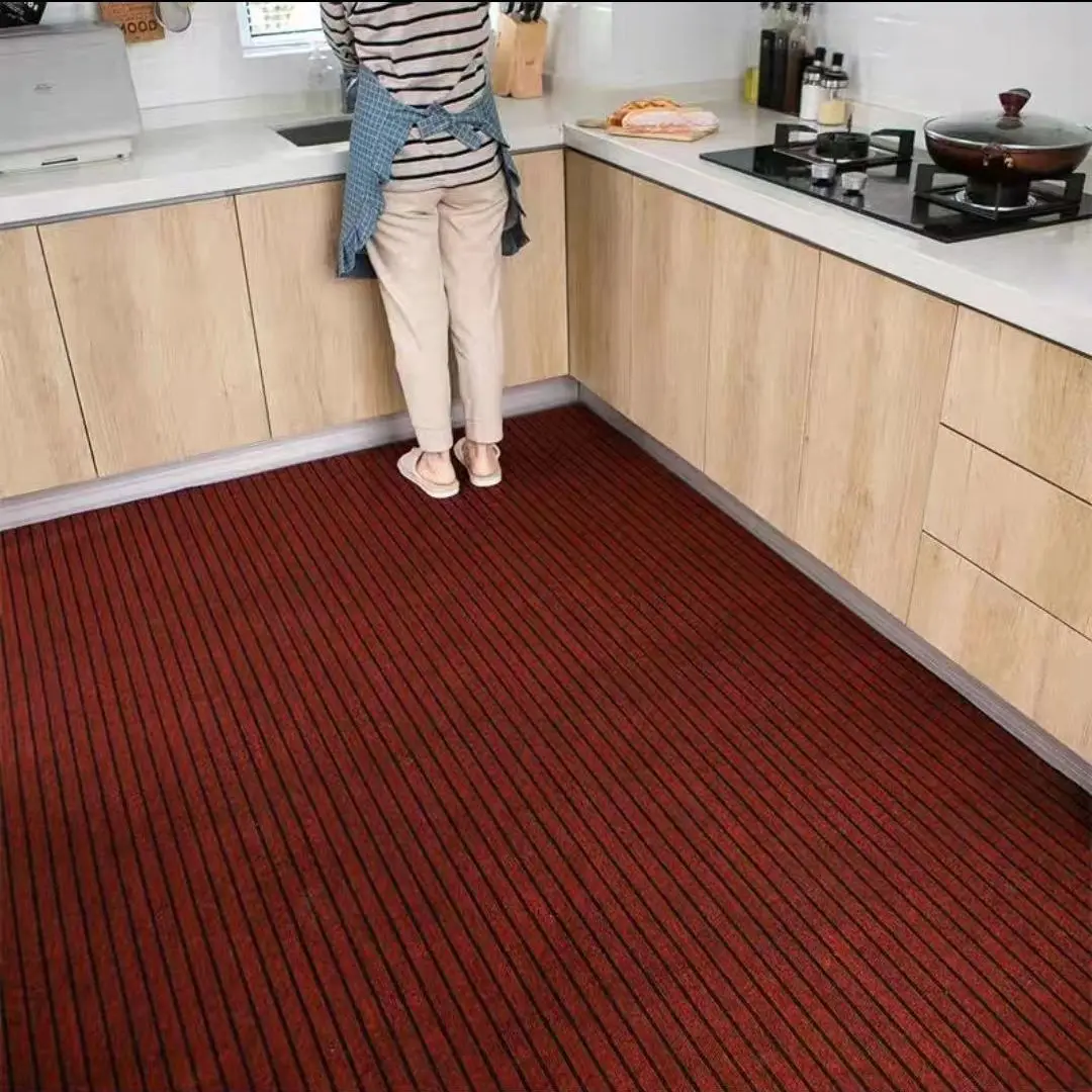 DIY Washable Non-slip Kitchen Mat Doormat Long Corridor Carpet  Bathroom Hallway Entrance Solid Color Stripe Kitchen Rug