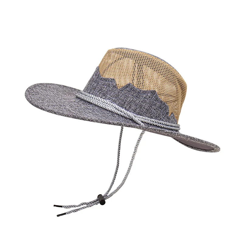 Designer Brand Woven Cowboy Hat for Men and Women Outdoor Beach Sun Cap Protection Jazz Straw Beach Gorras Para Hombres 모자