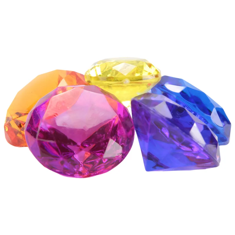 ABWE-Diving Gem Pool Colorful Diamond Gem With Treasure Pirate Chest Box Summer Underwater Gemstones Set For Kids