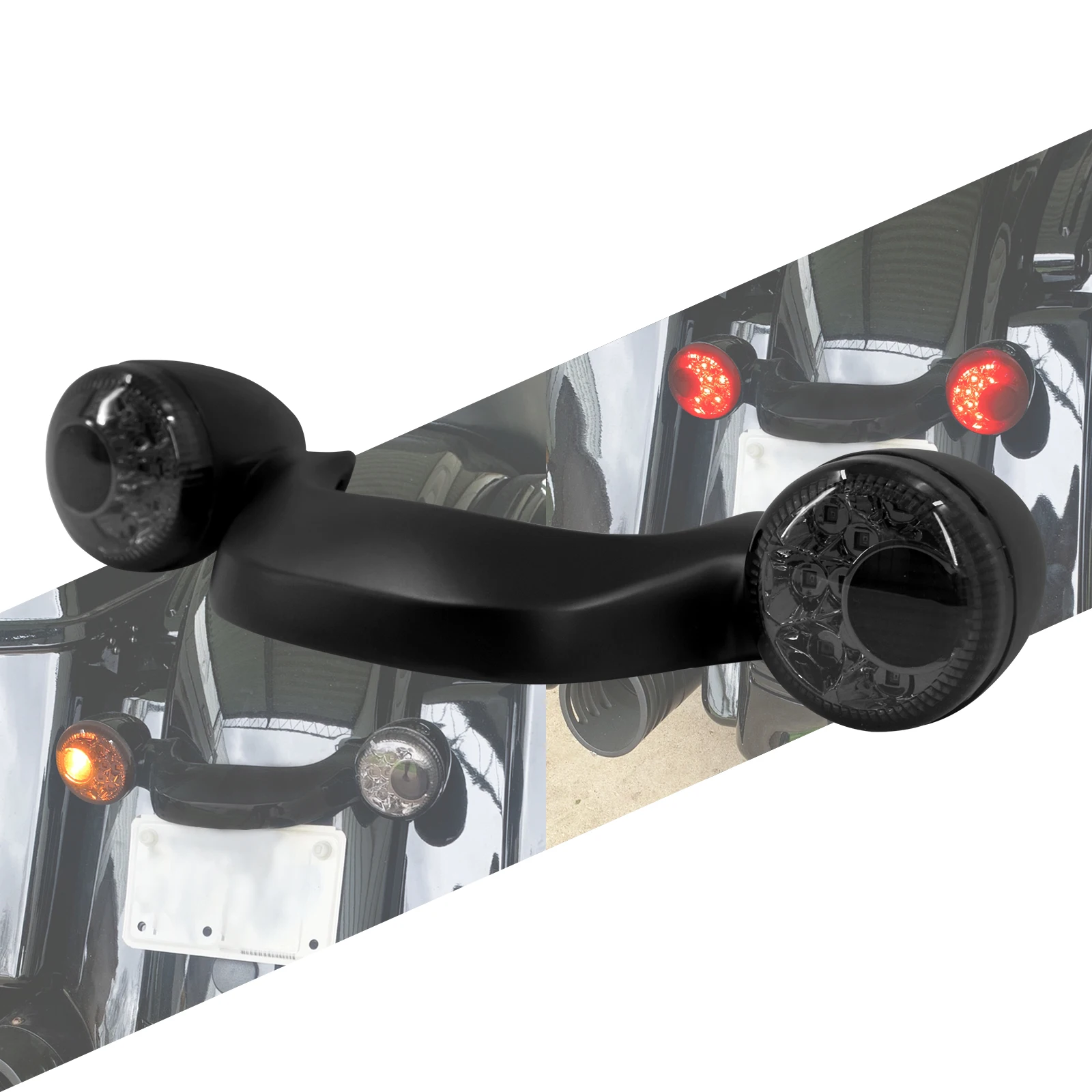

Motorcycle Rear Amber LED Brake Light Turn Signal Bar Amber For Harley For Touring For Road Street Glide FLTRX FLHX 10-19