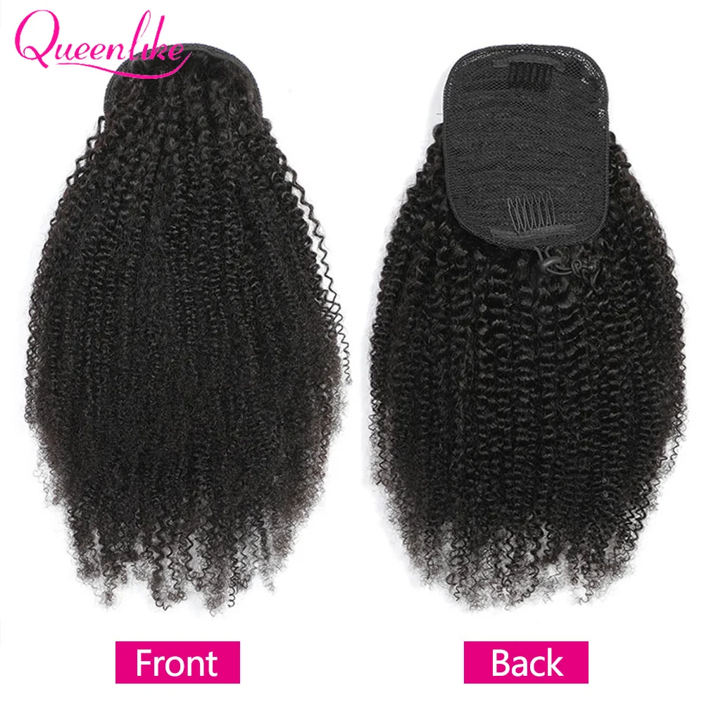 Afo Kinky Curly Pontail Human Hair for Women 10-30 inch Drawstring Ponytail For Women 100% Human Hair Extensions Clip in