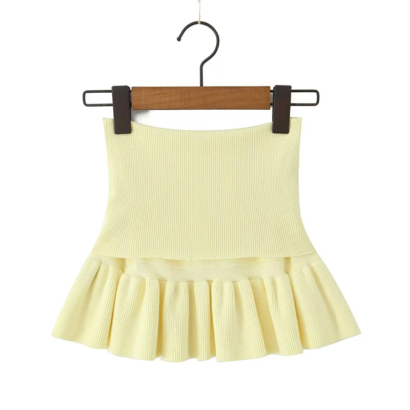 

Новая осенняя женская желтая, белая сексуальная мини-юбка с низкой талией, вязаная плиссированная мини-юбка