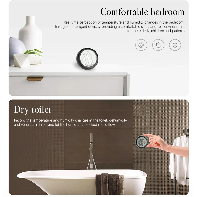 Digital Thermometer Tuya Battery Powered Smart Temperature And Humidity Sensor Long Standby Indoor Hygrometer