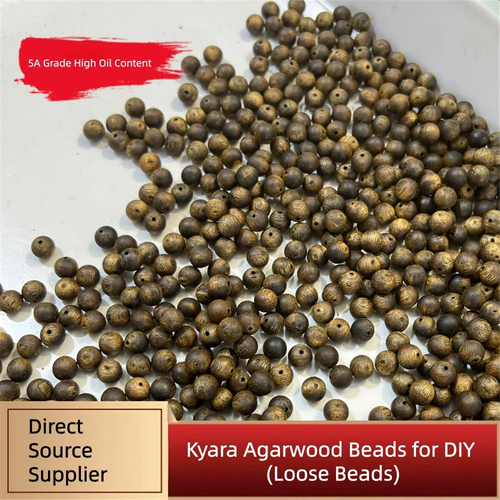 

Natural Green Kyara Bracelet DIY Loose Beads, Handmade Bracelet Materials, Multi-Size Agarwood Bracelet Loose Beads