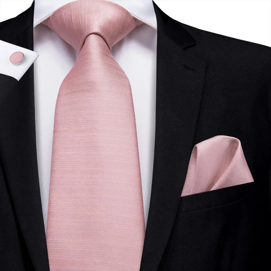 Hi-Tie Designer cravatta da sposa in seta solida rosa oro rosa per uomo Handky gemello cravatta da uomo moda Business Party dropshipping