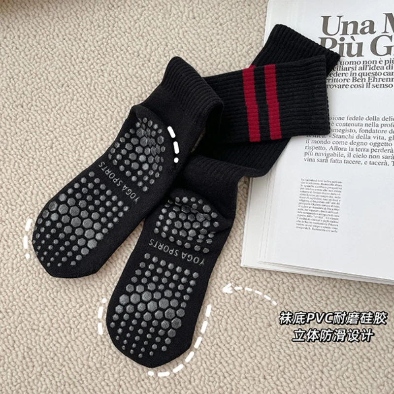 New Fashion Vintage Striped Cotton Breathable Yoga Socks Anti-slip Pilates Socks Dance Fitness Training Socks Sports Socks