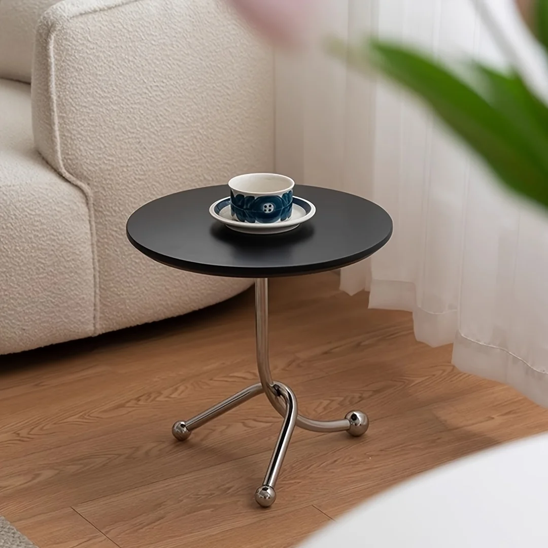 Vintage Round End Table with Metal Legs - Elegant Wooden Side Table for Living Room, Bedroom, or Balcony - Portable Corner Table image 5