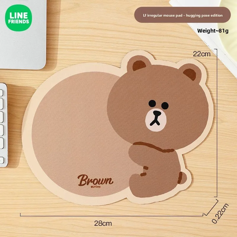 Alfombrilla de Ratón LINE FRIENDS BROWN con Reposamuñecas, Diseño de Dibujos Animados, Antideslizante, Resistente al Desgaste, para Escritorio de Computadora, Mercancía de Anime al por Mayor