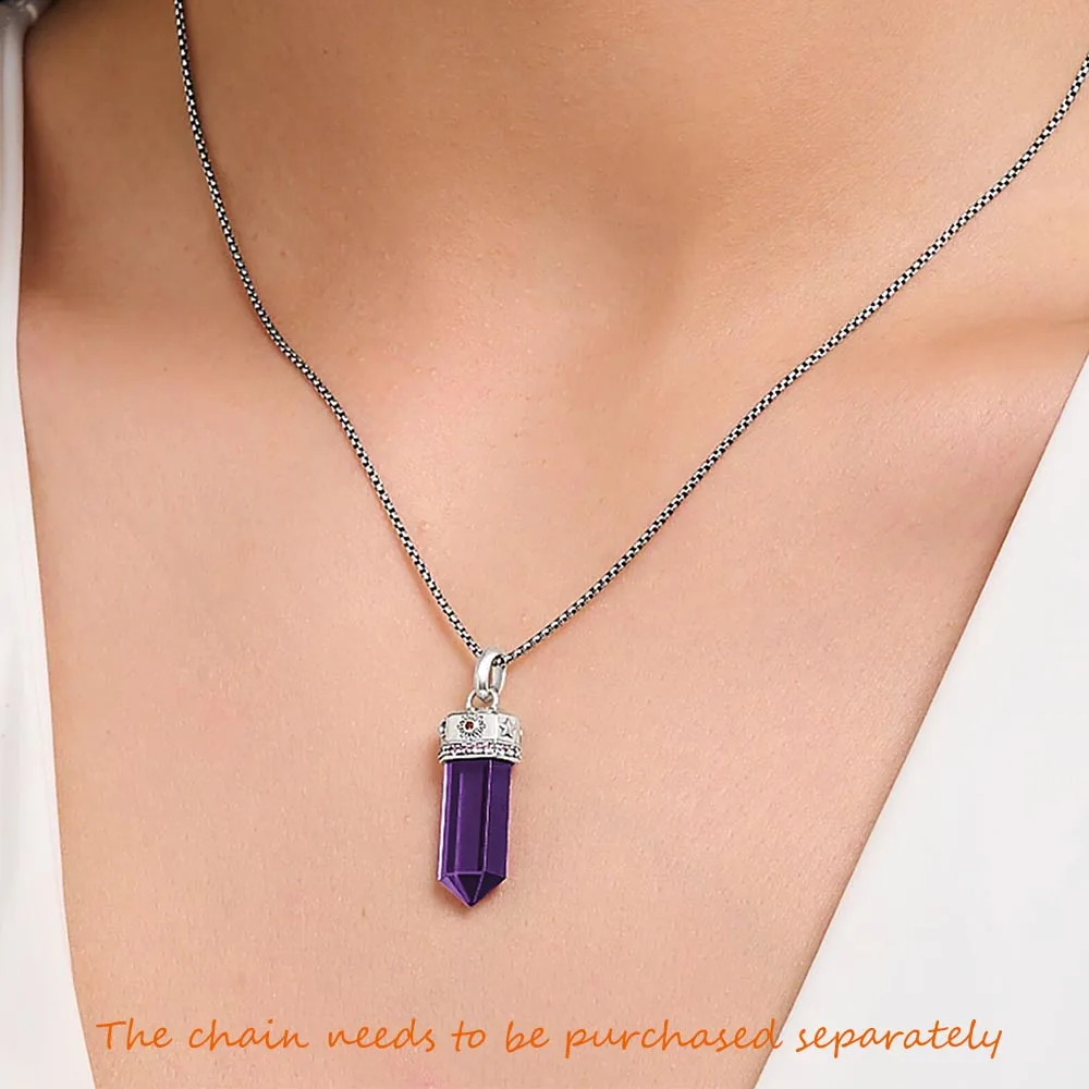 Pendant Cosmic Talismans Imitation Amethyst Crystal Pillar 925 Sterling Silver Jewelry Accessories Trendy Gift For Woman