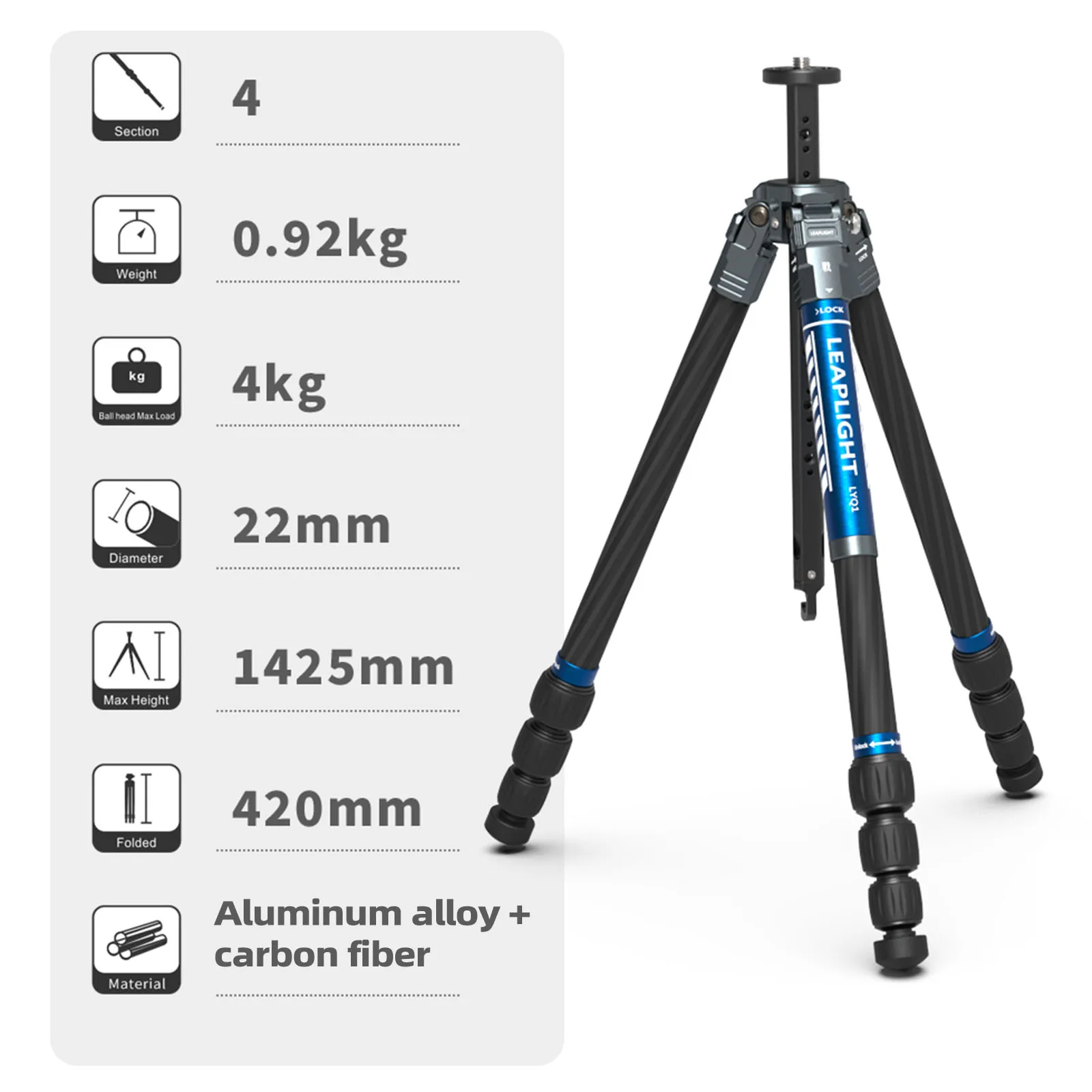 

Professional Carbon Fiber Camera Tripod Expandable Central Axis Compact Portable Travel Tripod for DSLR Camera Video Camcorder