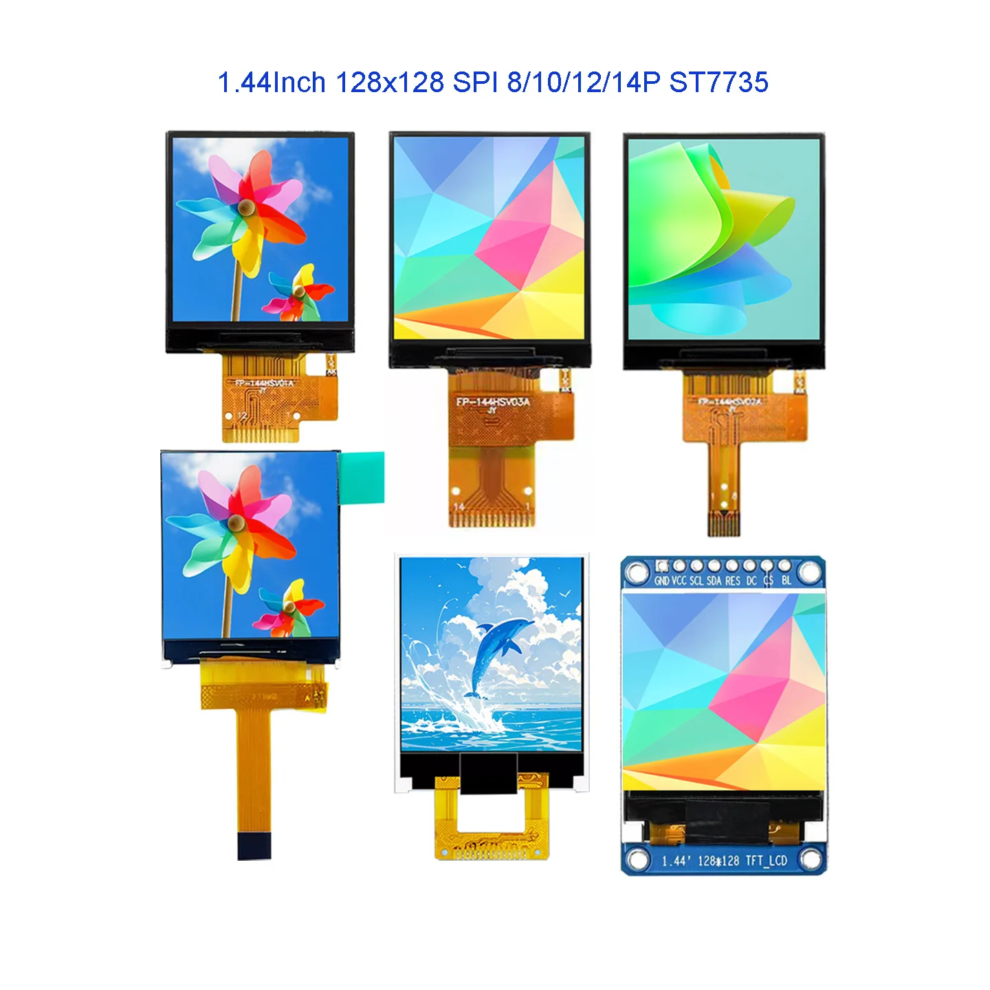 1,44 pulgadas TFT 128*128 pantalla Lcd módulo de color interfaz SPI 8p/10p/12p/ 14p ST7735 control