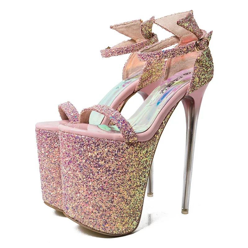 SDTRFT Crossdresser Shoes Woman Plus:34-42 43 Summer Ladies Platforms RED Pumps Sexy 20cm Thin Heels Sandals US14 15 16 Zapatos