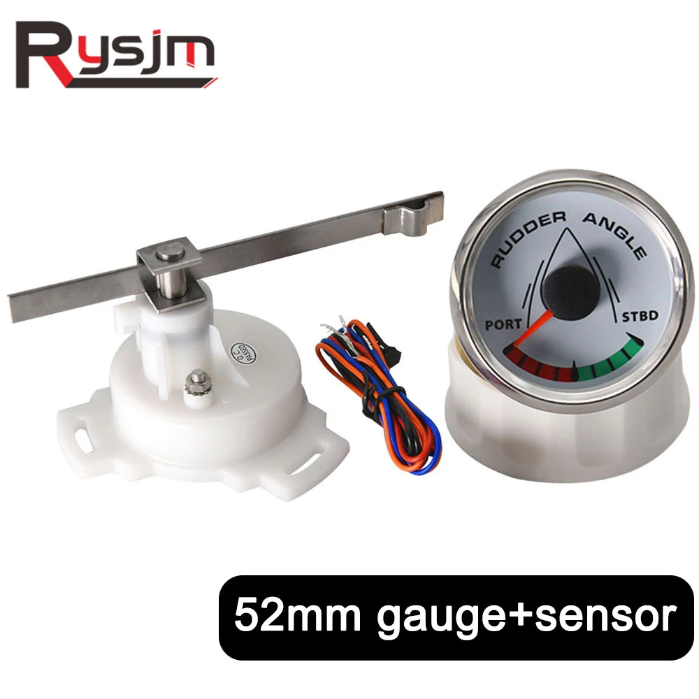 

52mm Rudder Angle Gauge With Rudder Angle Sensor Boat Marine Rudder Angle Indicator 0-190 ohm 8 Color Backlight STBD PORT 12V