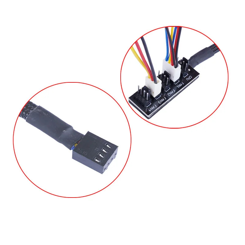 40CM Braided Power Cable 1 to 5 Ports Pins TX4 PWM Fan GPU CPU Cooler HUB Computer Chassis Cooling Fan Hub Splitter Adapter Wire