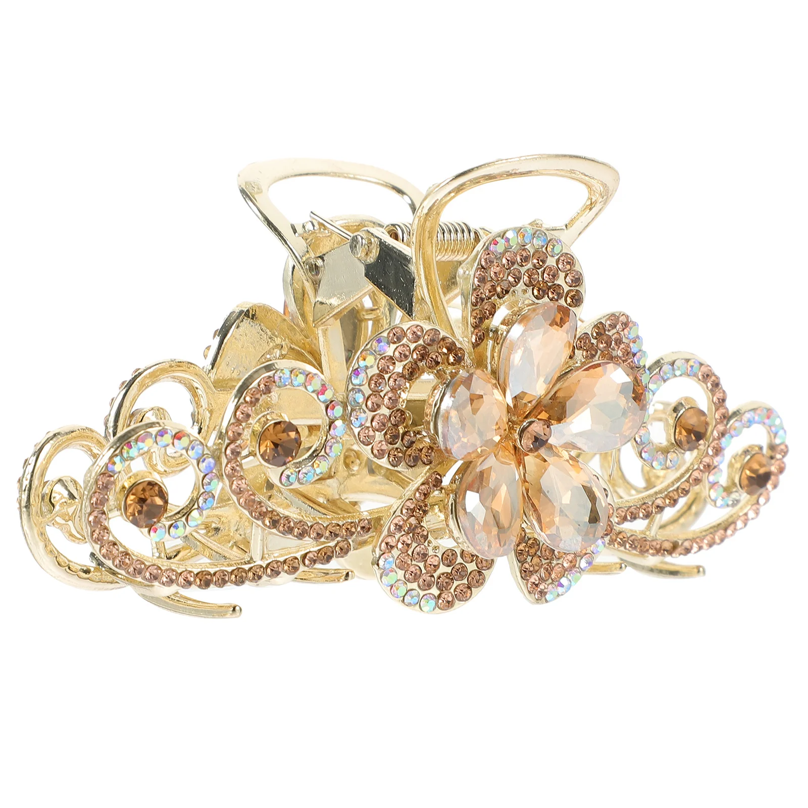 

Large Hair Jaw Clip Rhinestone Alloy Flower Claw Clips Sturdy Secure Grip For Updos Ponytails Braids Multi-Occasion Use