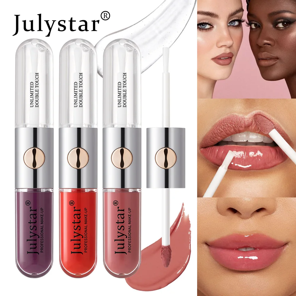 Dual-Ended Lip Gloss & Lip Oil, High-Shine Mirror Finish, Smooth Color Payoff, Long-Lasting Transfer-Resistant Glossy Lip Makeup