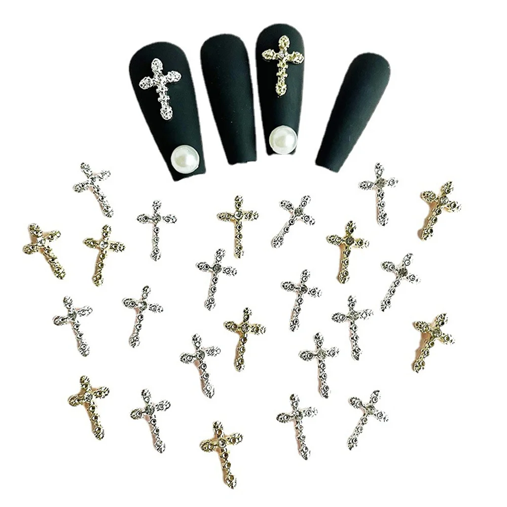 Foratura Flash nuovi accessori per Nail Art Manicure Cross Nail Art Jewelry piccola versione decorazione per unghie accessori retrò croce