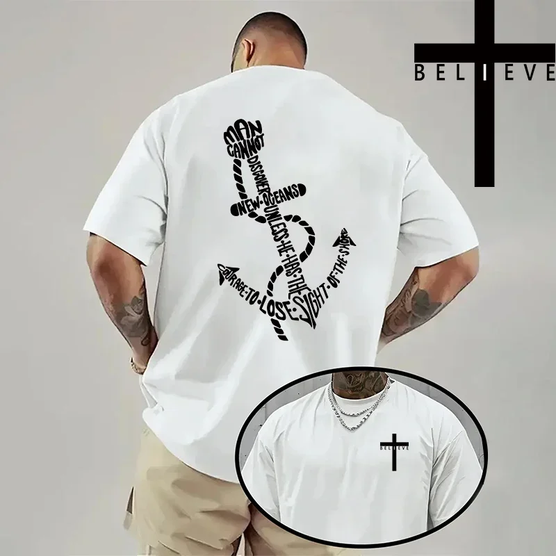 Herren-T-Shirt mit christlichem Jesus-Kreuz-Design, hochwertige Baumwolle, kurzärmelig, Frühling/Sommer, lässiges Mode-Oberteil, einfarbig. – Detail 14