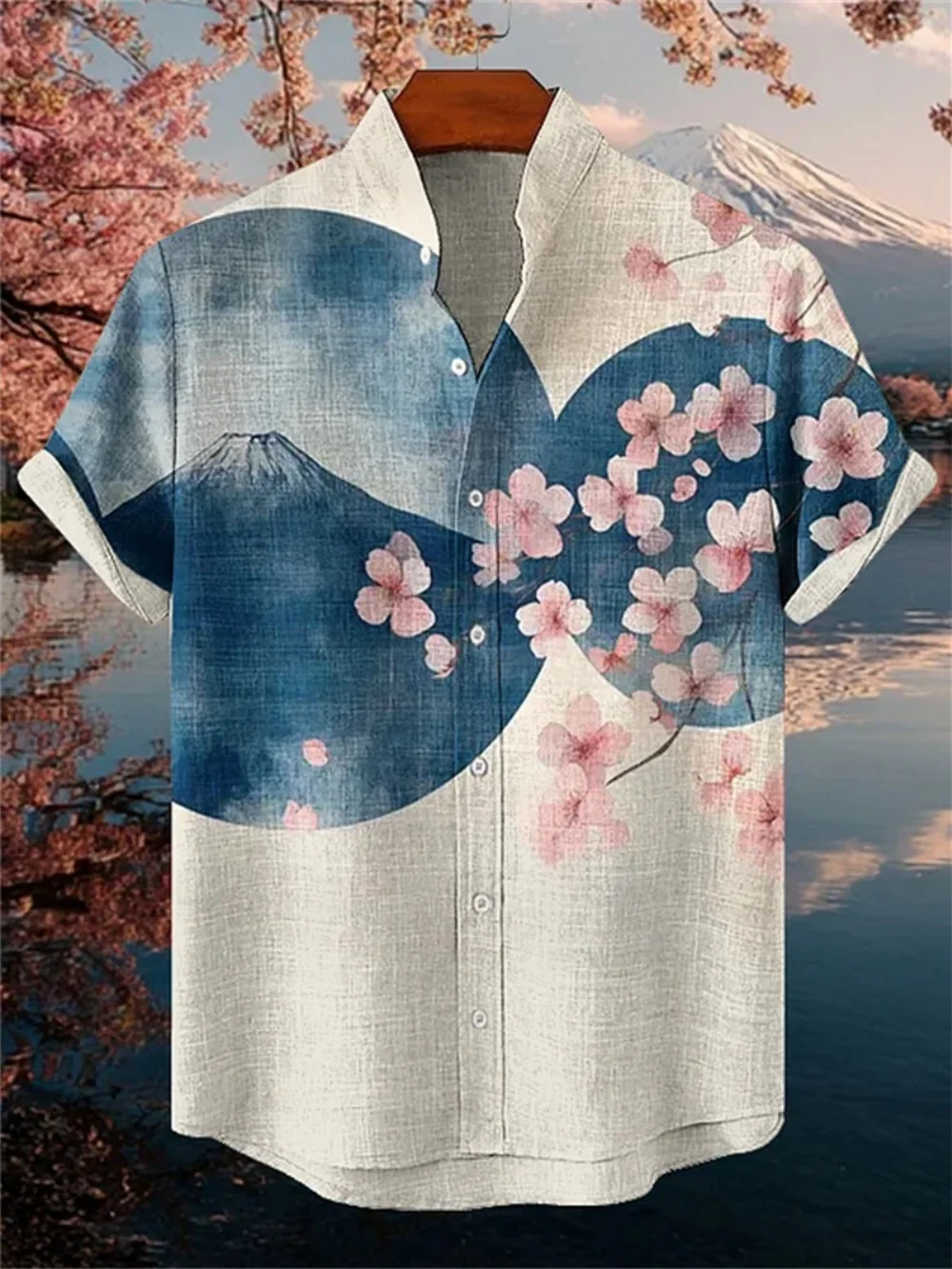 قميص ريترو راكون واريور مطبوع بأكمام قصيرة وياقة واقفة وأزرار لأعلى ملابس هاواي قابلة للتنفس للرجال