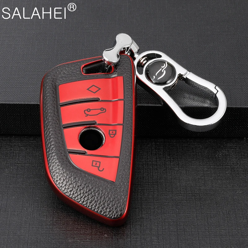 Leather Car Key Case Cover Shell Fob For BMW X1 X3 X4 X5 F15 X6 F16 G30 7 Series G11 F48 F39 520 525 f30 Keychain Accessories