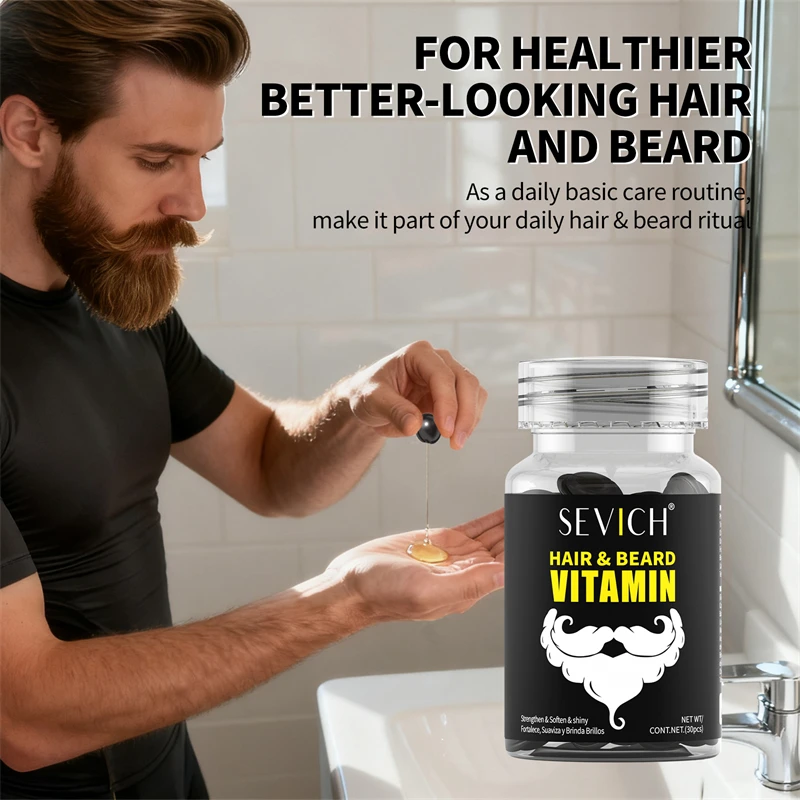 Hair Care Vitamin Capsules Beard Growth Serum Spray Fast Styling Hair Growing Essential Oil Thicker Repair Damaged Hair Care Oil view 4