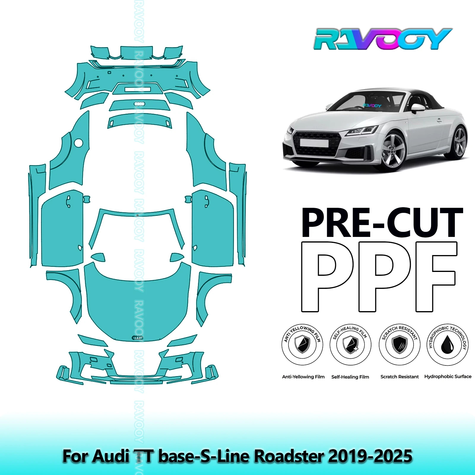 

Full Vehicle Clear Bra Precut PPF Paint Protection Film For Audi TT base-S-Line Roadster 2019-2025