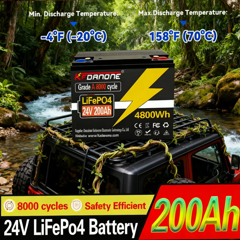 

LiFePO4Battery Built-in BMS 32700 24V 200Ah RV Rechargeable Lithium Iron Phosphate Solar Power System RV House Trolling Moto