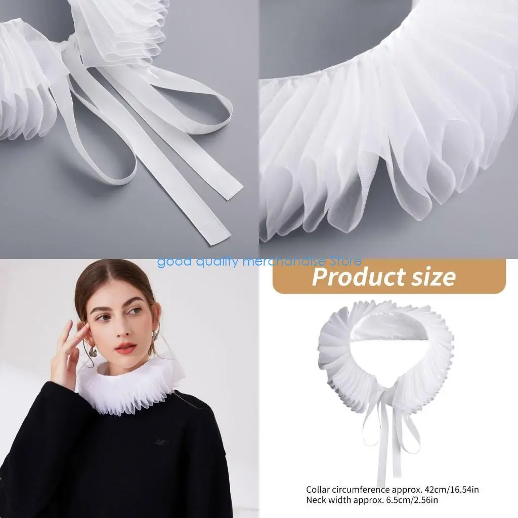 y5jd-classical-white-mesh-ruffled-neck-collar-for-renaissance-festivals-party-and-themed-event-ribbon-tie-neck-ruff-for-women