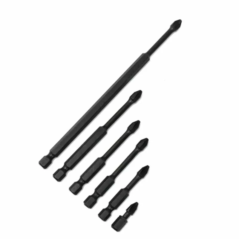 1/5Pcs S2เหล็กสีดำ Cross Hex Shank Allen ประแจ Strong Hexagon Magnetic หกเหลี่ยมไขควง25-150มม.