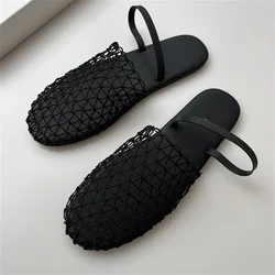 Summer Mesh Sandals Women Casual Ballet Flats Hollow Out Beach Shoes Woman Loafers Summer Closed Toe Mules Sandalias Mujer