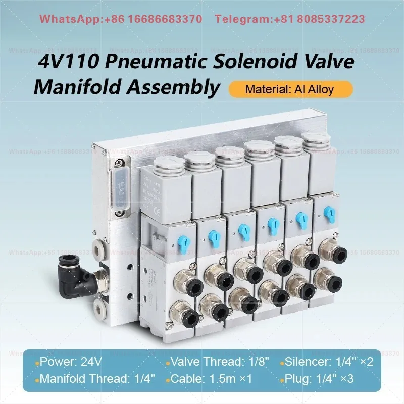 Multi-Station Pneumatic Valve Manifold 4V110 24V DC Solenoid Valve Block For Industrial Automation Machinery Flow Control System