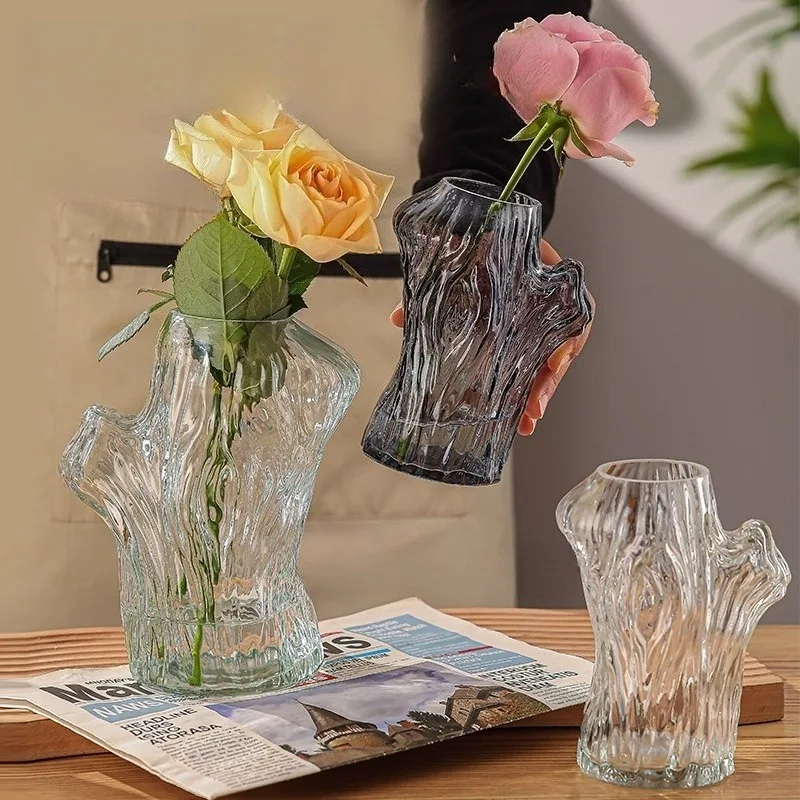 

Simple Glass Vase Desktop Water Rose Flower Vase Nordic Living Room Flower Arrangement Decoration Maison Jarrones Home Decor