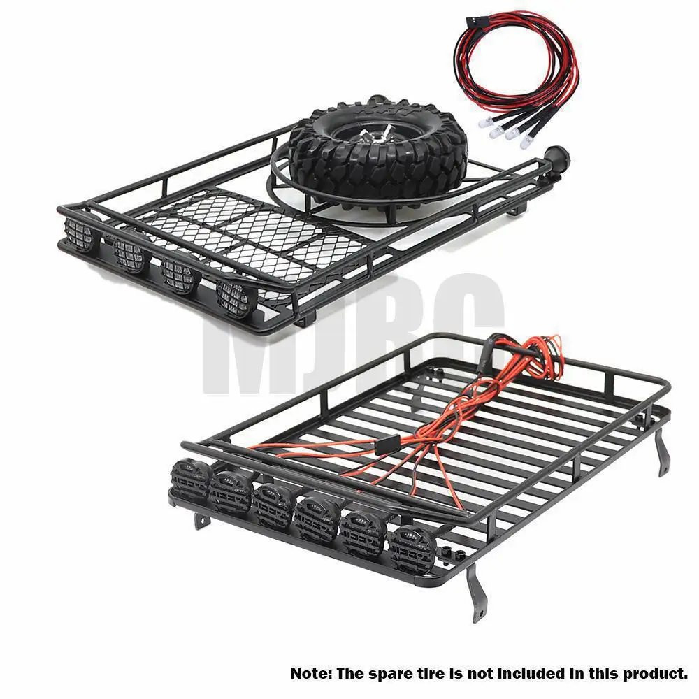 4 LED lights Carrier Roof Rack with LED Light Bar for 1/10 RC Crawler Car Axial SCX10 TRX4