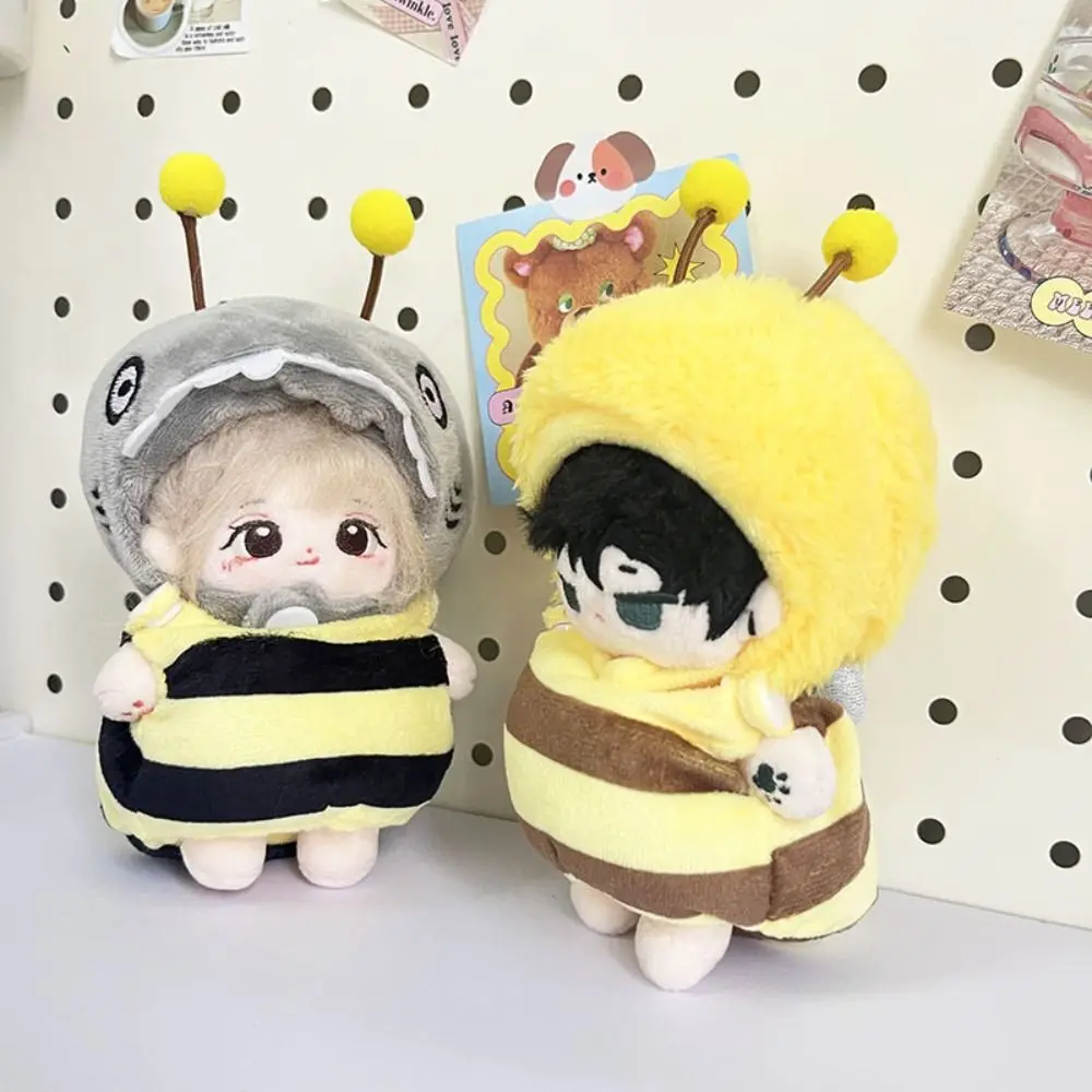 Shark and Bee 10cm Cotton Doll Clothes Cartoon Jumpsuit 10cm Idol Doll Outfit Two Piece Suit Multicolor Doll Changing Dressing