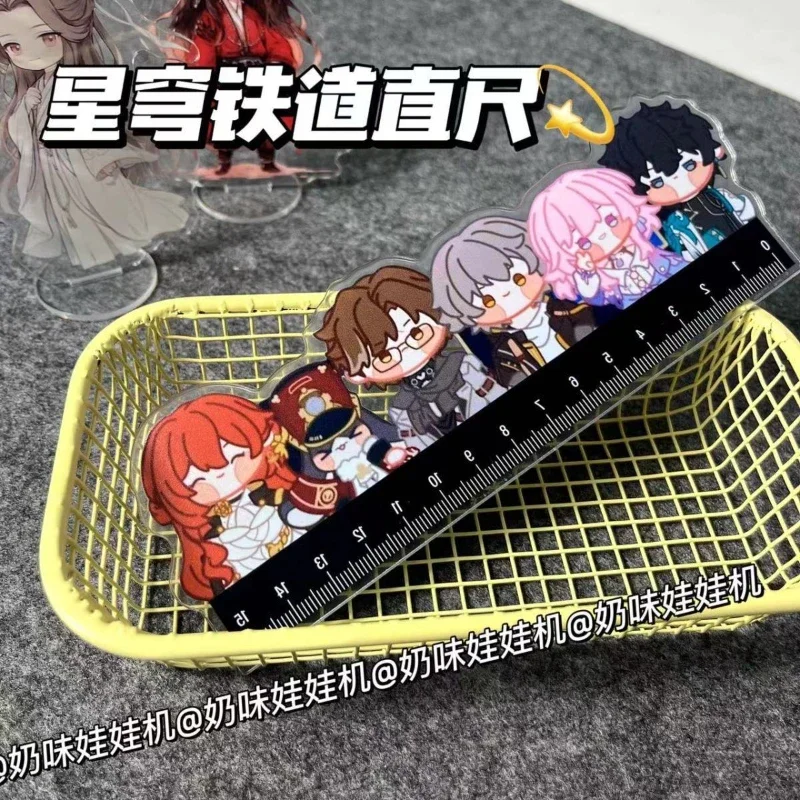 Honkai:Star Rail Astral Express Member 15cm, regla recta acrílica, regla métrica, regla de corte, herramienta de dibujo escolar de medición