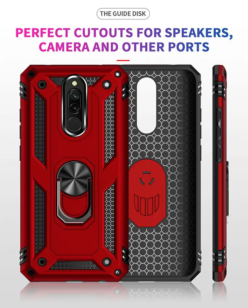 高級防具耐衝撃ケースxiaomi redmi 8カバーシリコーンバンパーredmi 8A redmi8 7 7A 9 9A 9C 10プライムリングカバー