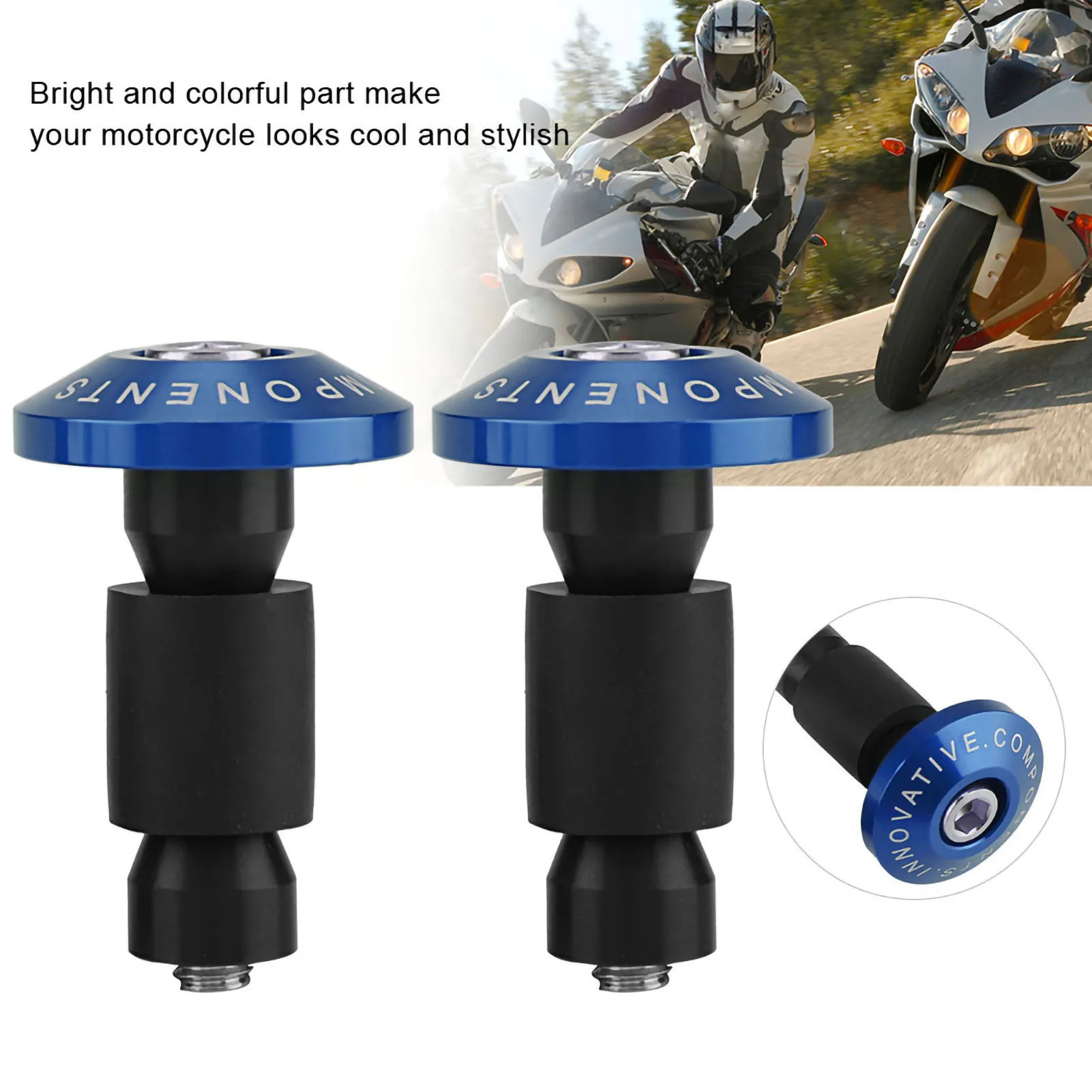 22mm 7/8inch Motorcycle Handlebar End Slider Plug Caps For Racing ATV Offroad Blue