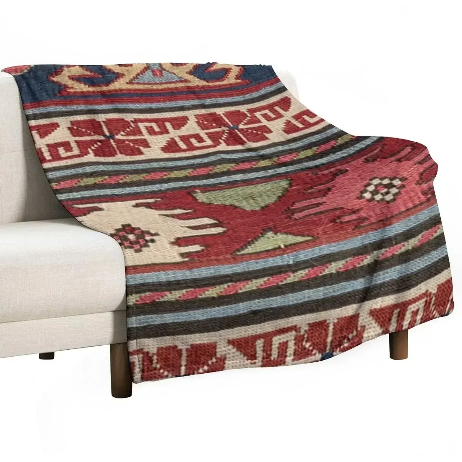 Yellow Red Star Fire Sumakh 19th Century Authentic Colorful Aztec Vibes Rug Throw Blanket Kid'S Sofa Throw Blankets