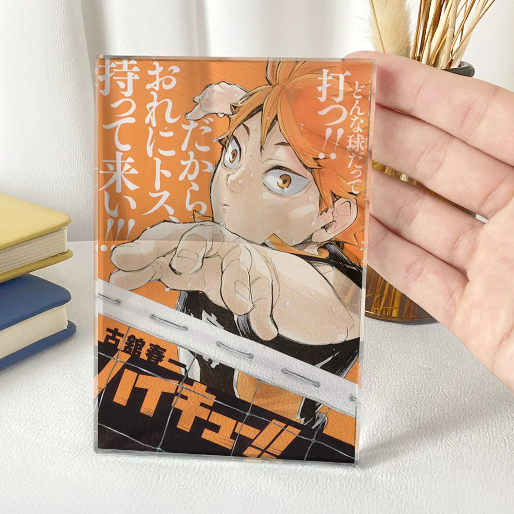 Anime Haikyuu!! Shoyo Hinata Kotaro Bokuto Yu Nishinoya Ushijima Wakatoshi Cosplay Game Crystal Standing Sign Decorate Xmas Gift