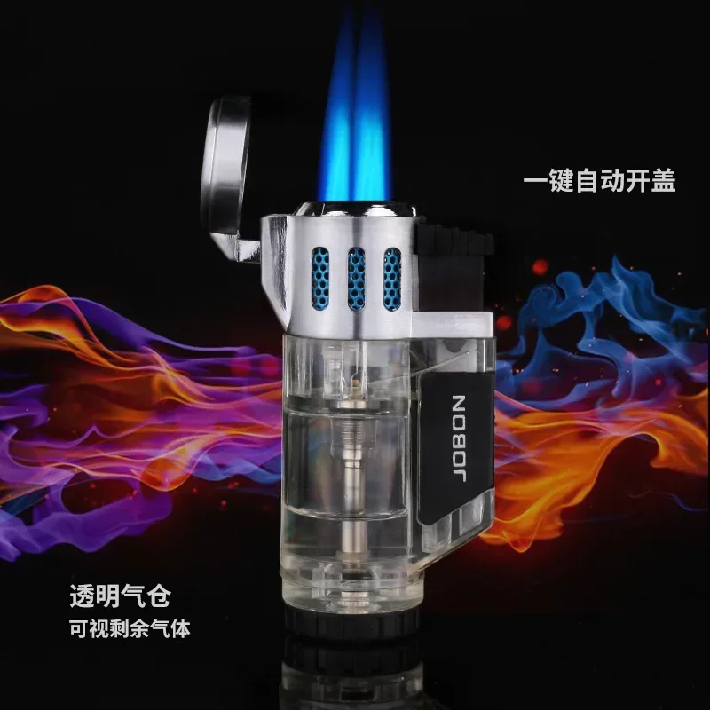 JOBON Jet Powerful Turbo Torch 3 Blue Flame Windproof Gas Cigar Lighter