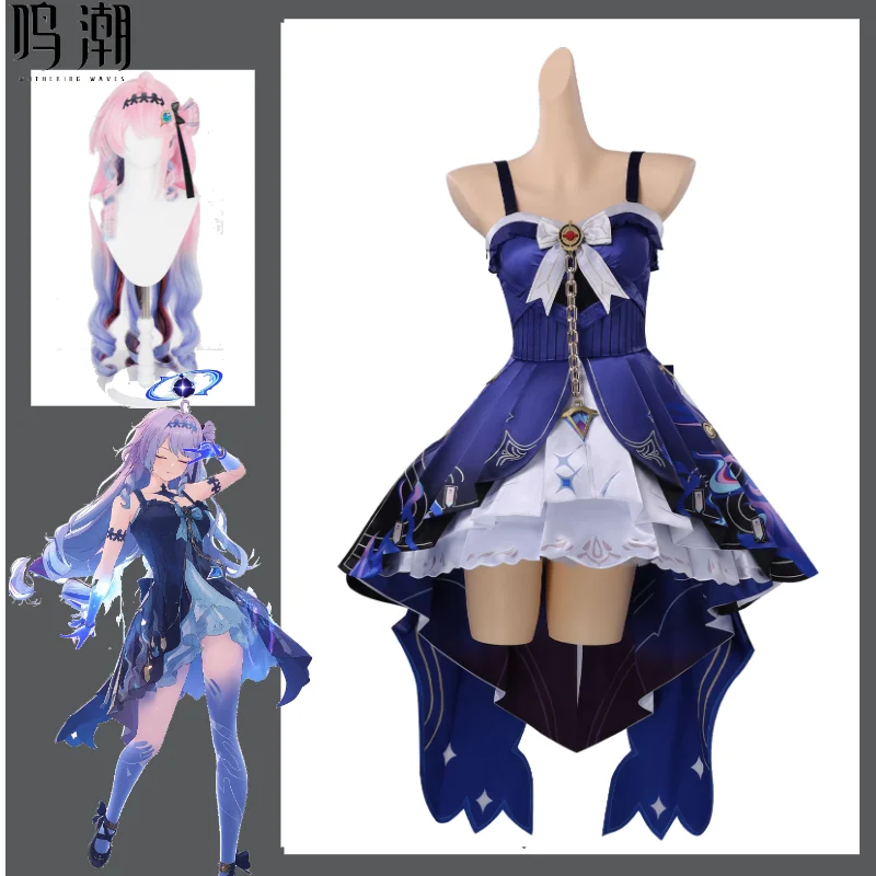Wuthering Waves Denia Cosplay Costume Second Form Disillusionment Form Outfit Complete Set with Wig  Accessories for Comic‑Con