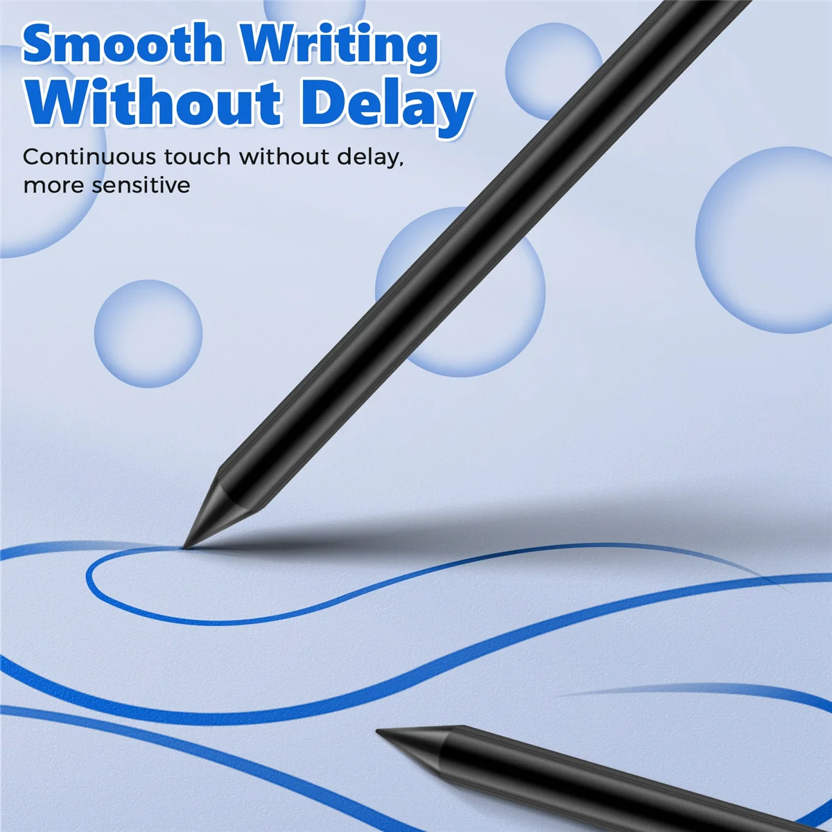 قلم رصاص بالسعة، عصا ضغط على الشاشة لهاتف iPhone iPad والهواتف اللوحية والكمبيوتر الشخصي - أسود