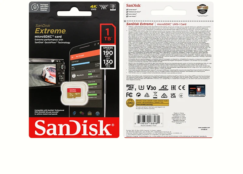 Sandisk Micro SD-Karte v30 32GB 64GB TF-Karte Klasse 10 128GB extreme Speicher karte für Kamera-Drohne 190 Original bis zu MB/s – Detail 17