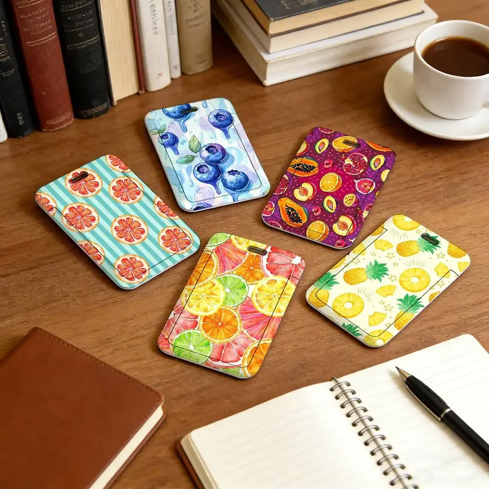 Cartoon Summer Fruits Lanyard Pull Back Clip Holder and Card Holder Rotating Back ID Card Family Gift